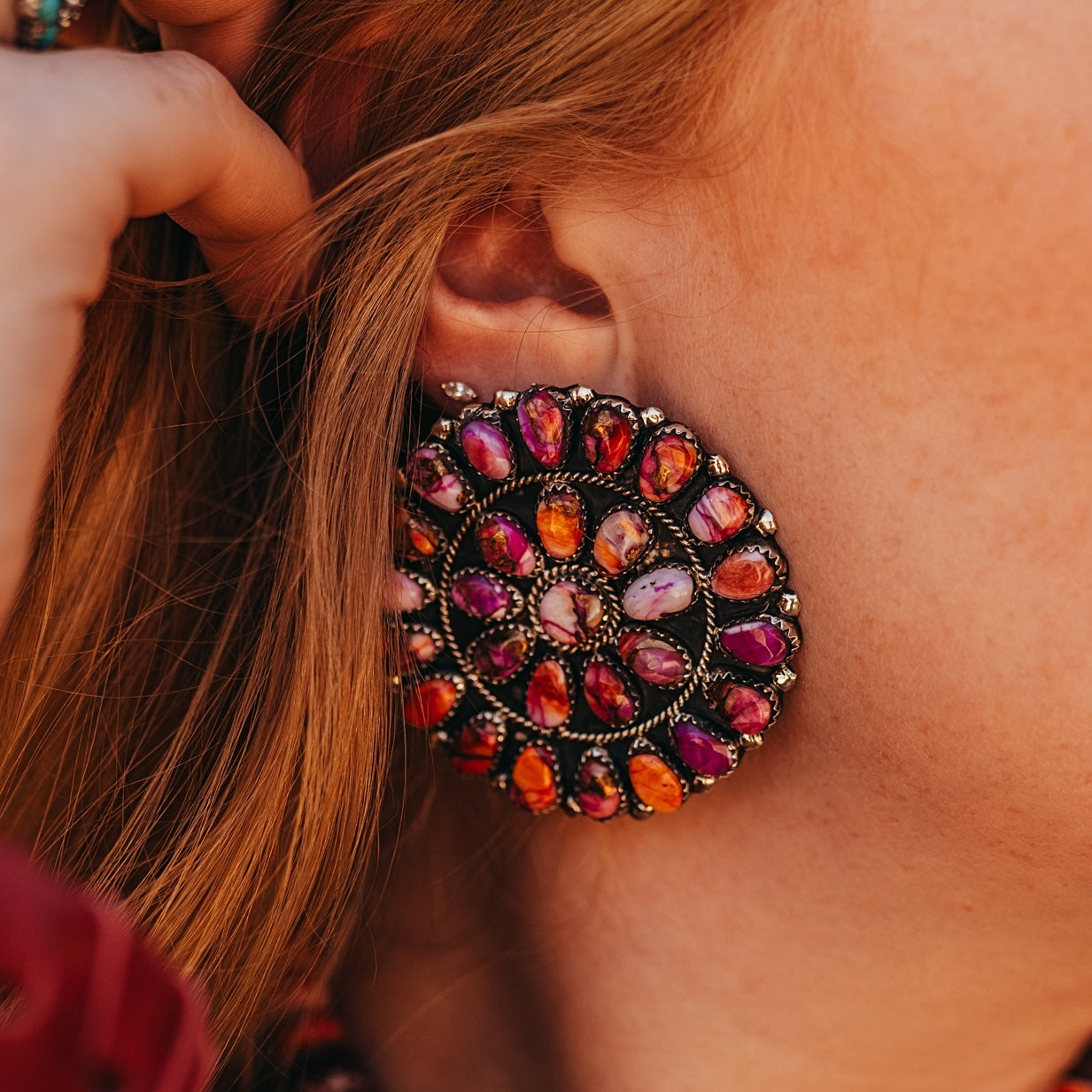 Handmade Western earrings featuring sterling silver pearls and turquoise. Crafted in the USA with high-quality materials.