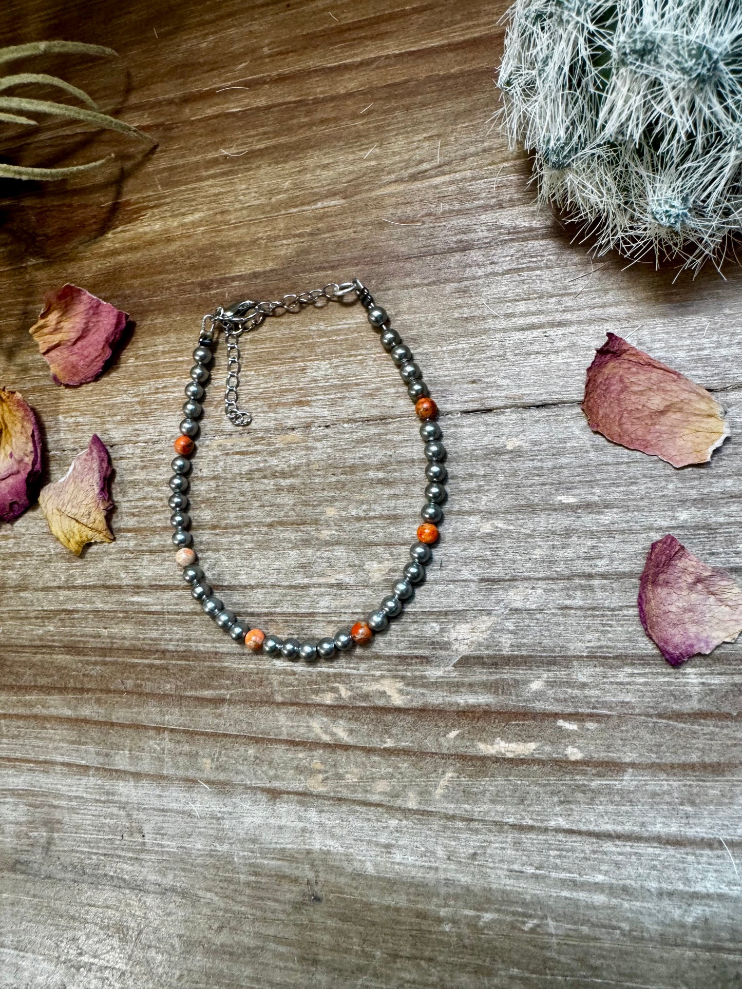 Little bit of orange bracelet - silver plated