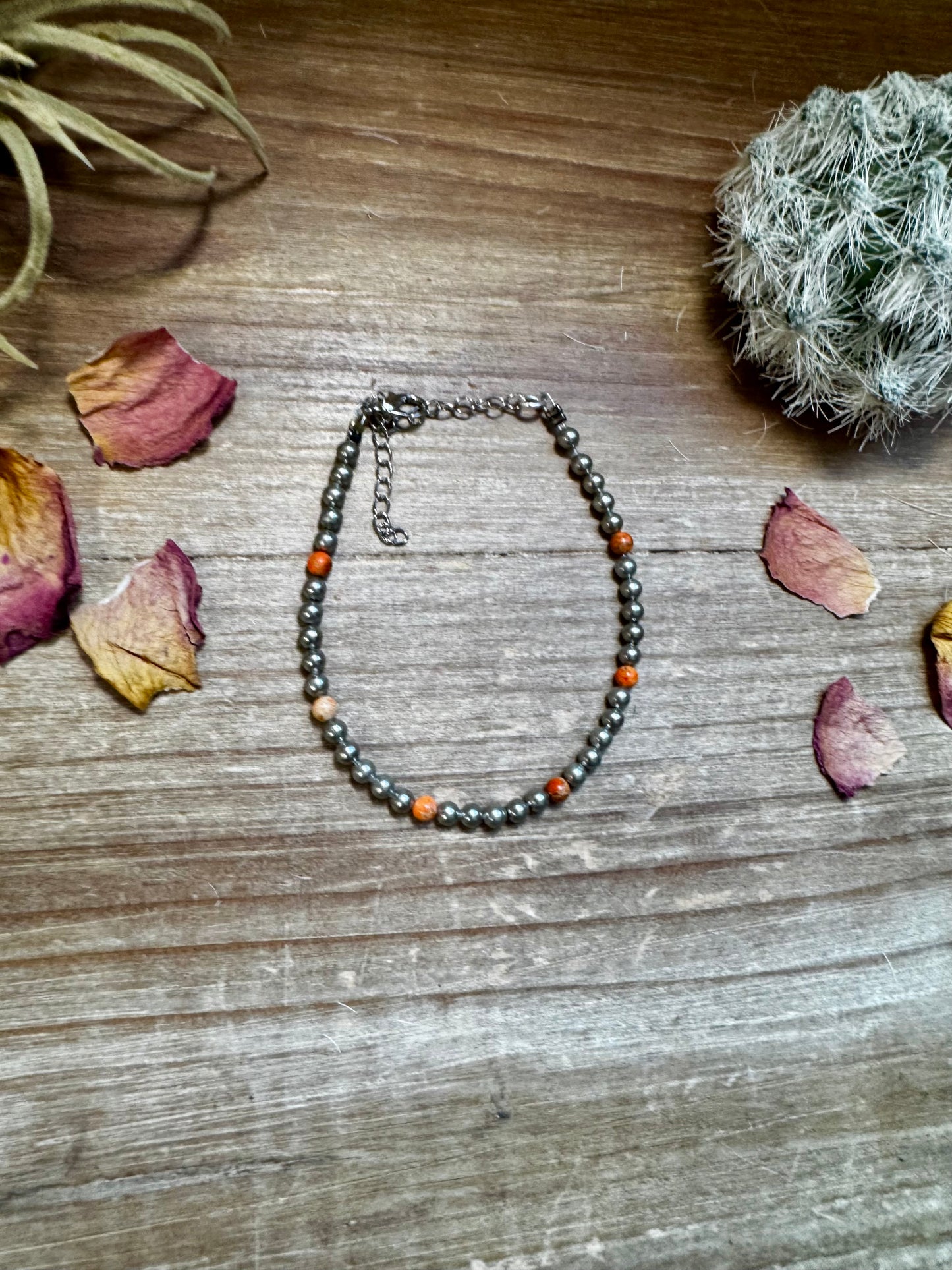Little bit of orange bracelet - silver plated