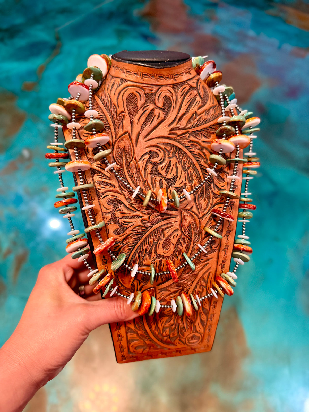 Jaci Stack – Fall Turquoise, Spiny Oyster & White Shell Necklaces
