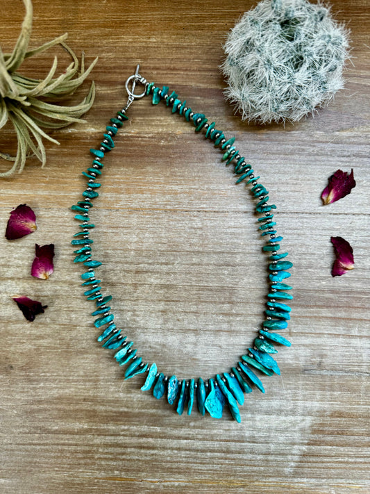19 inch AMERICAN turquoise with 3 mm sterling silver pearls