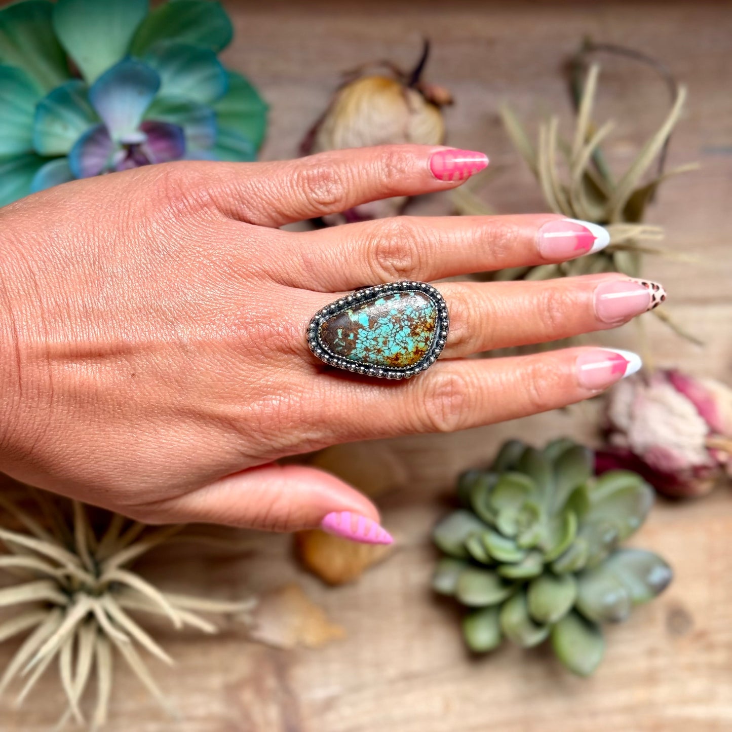 MJ Freeform Turquoise Ring – Sterling Silver