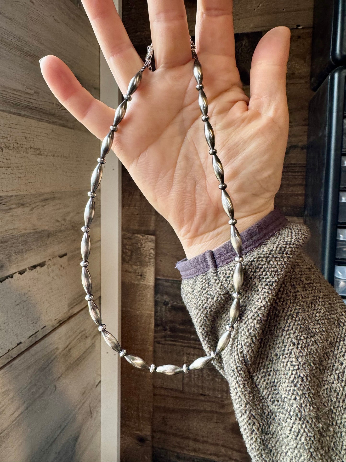 17 inch Torpedo Sterling Silver Pearls
