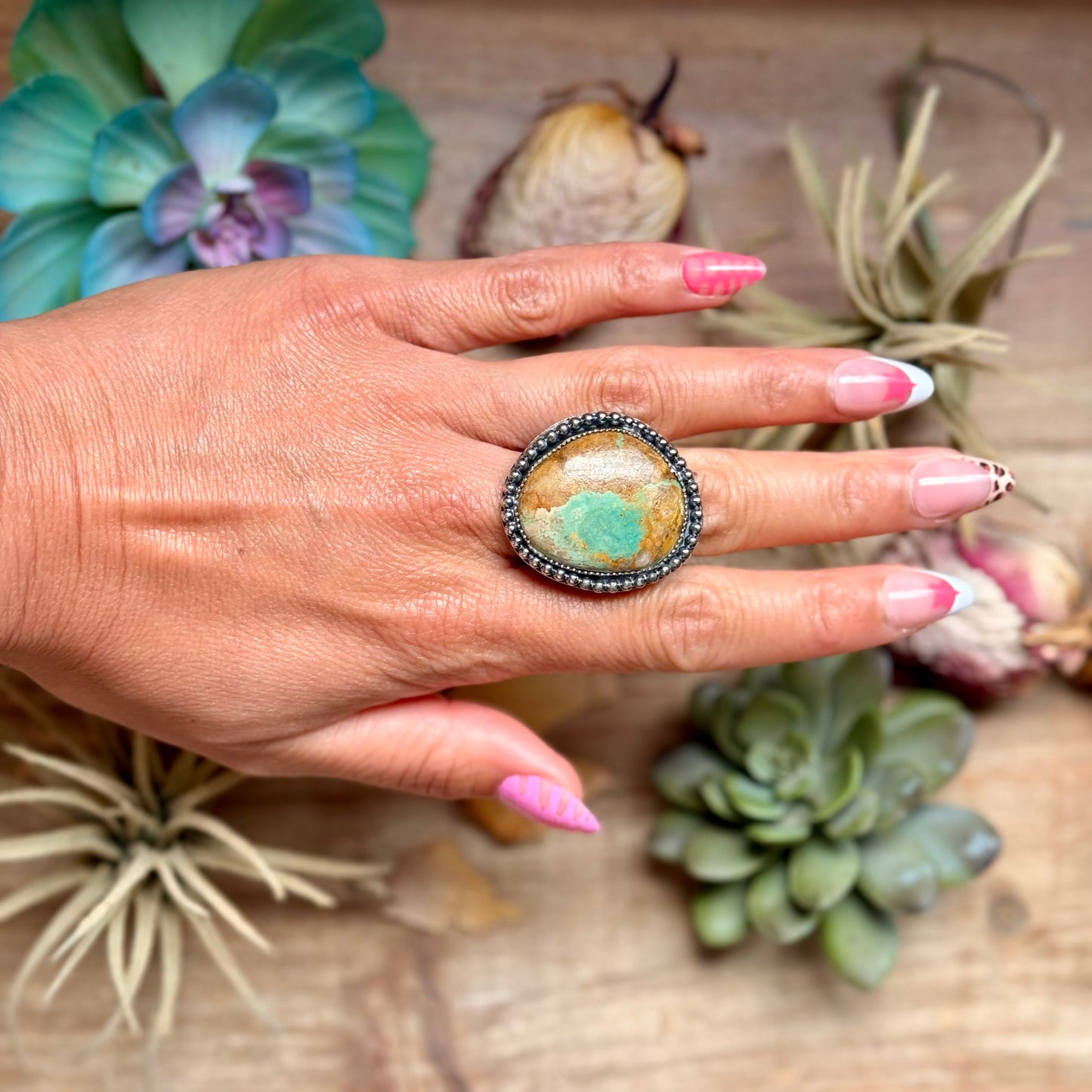 MJ Freeform Turquoise Ring – Sterling Silver