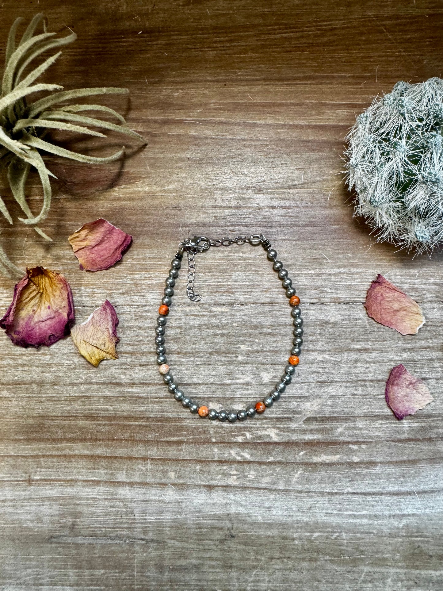 Little bit of orange bracelet - silver plated