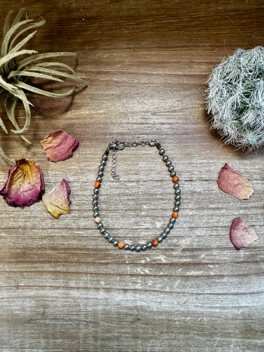 Little bit of orange bracelet - silver plated