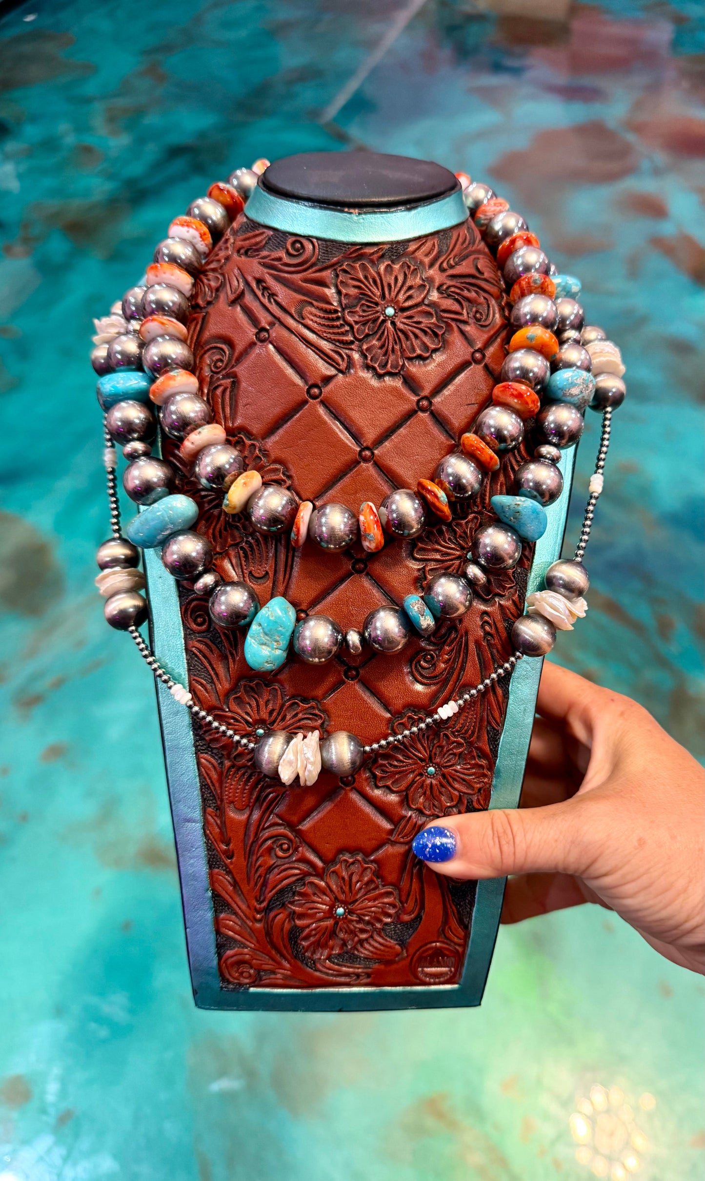 Jaci Spiny Oyster, Blue Turquoise, Mother-of-Pearl & Sterling Silver Necklace — Pick Your Favorite