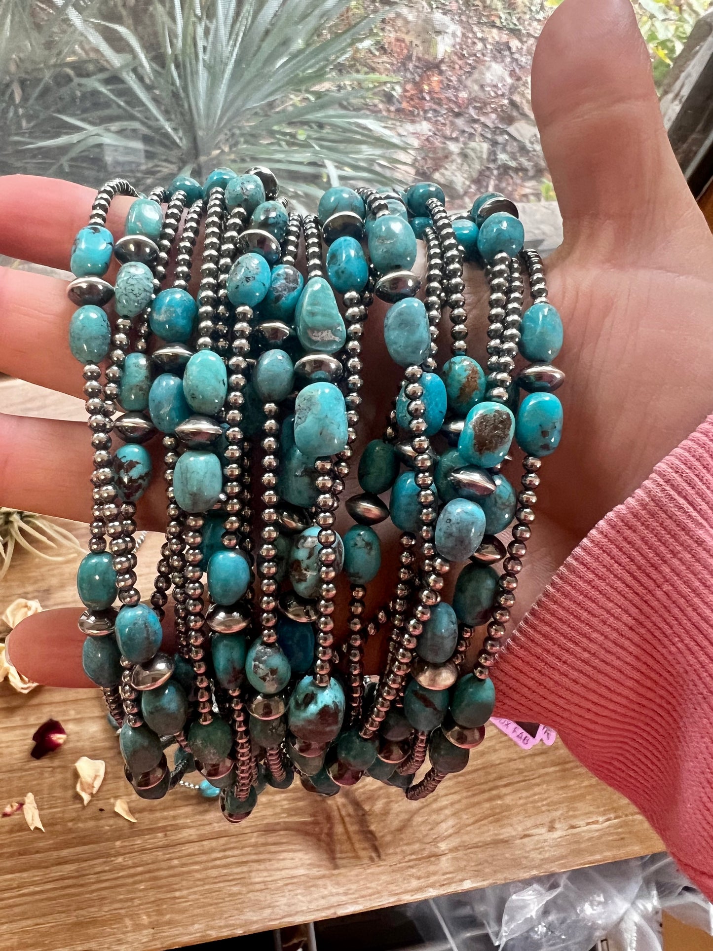 3 mm Navajo choker - real Navajo beads jewelry with BLUE turquoise