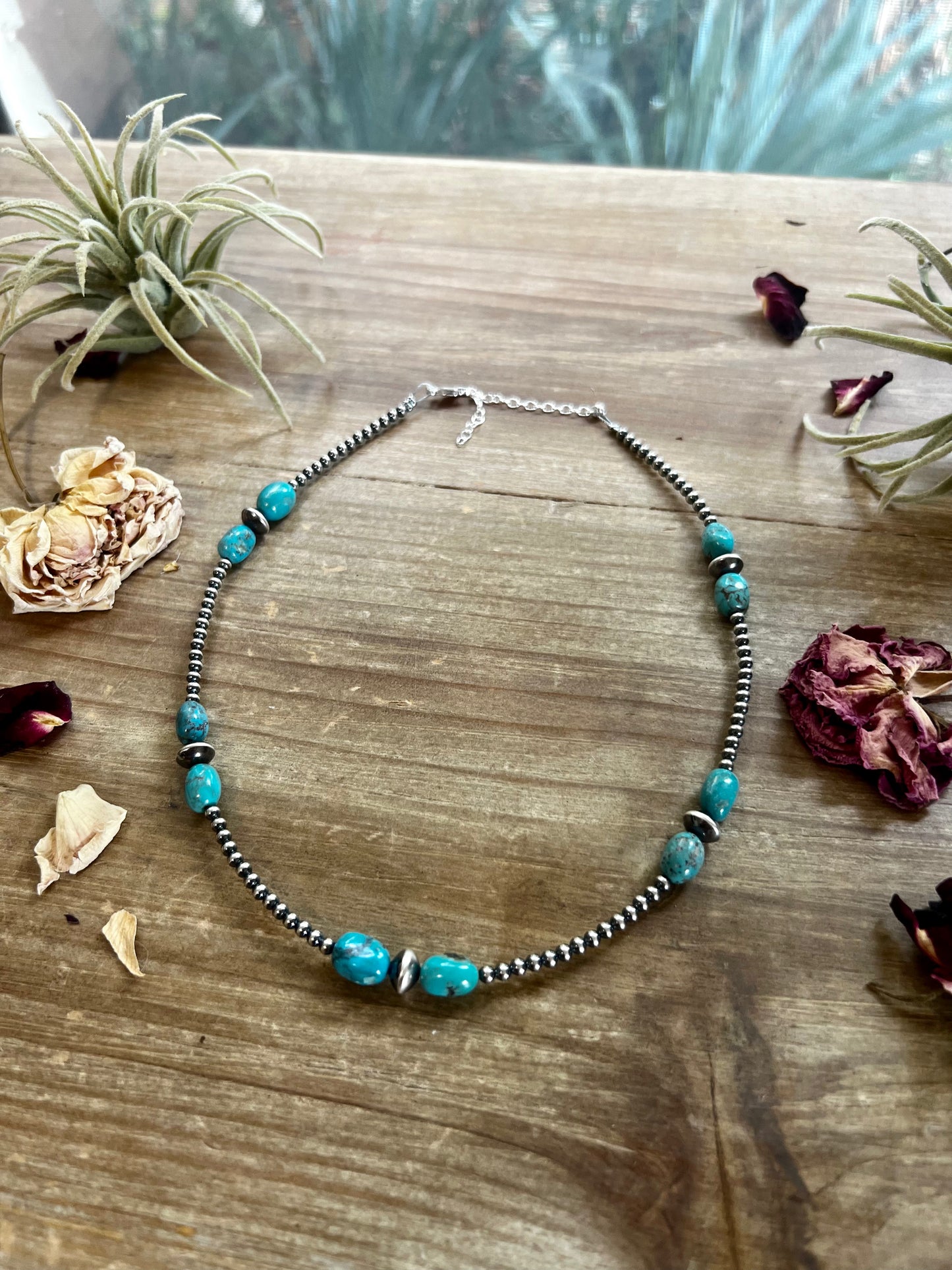 3 mm Navajo choker - real Navajo beads jewelry with BLUE turquoise