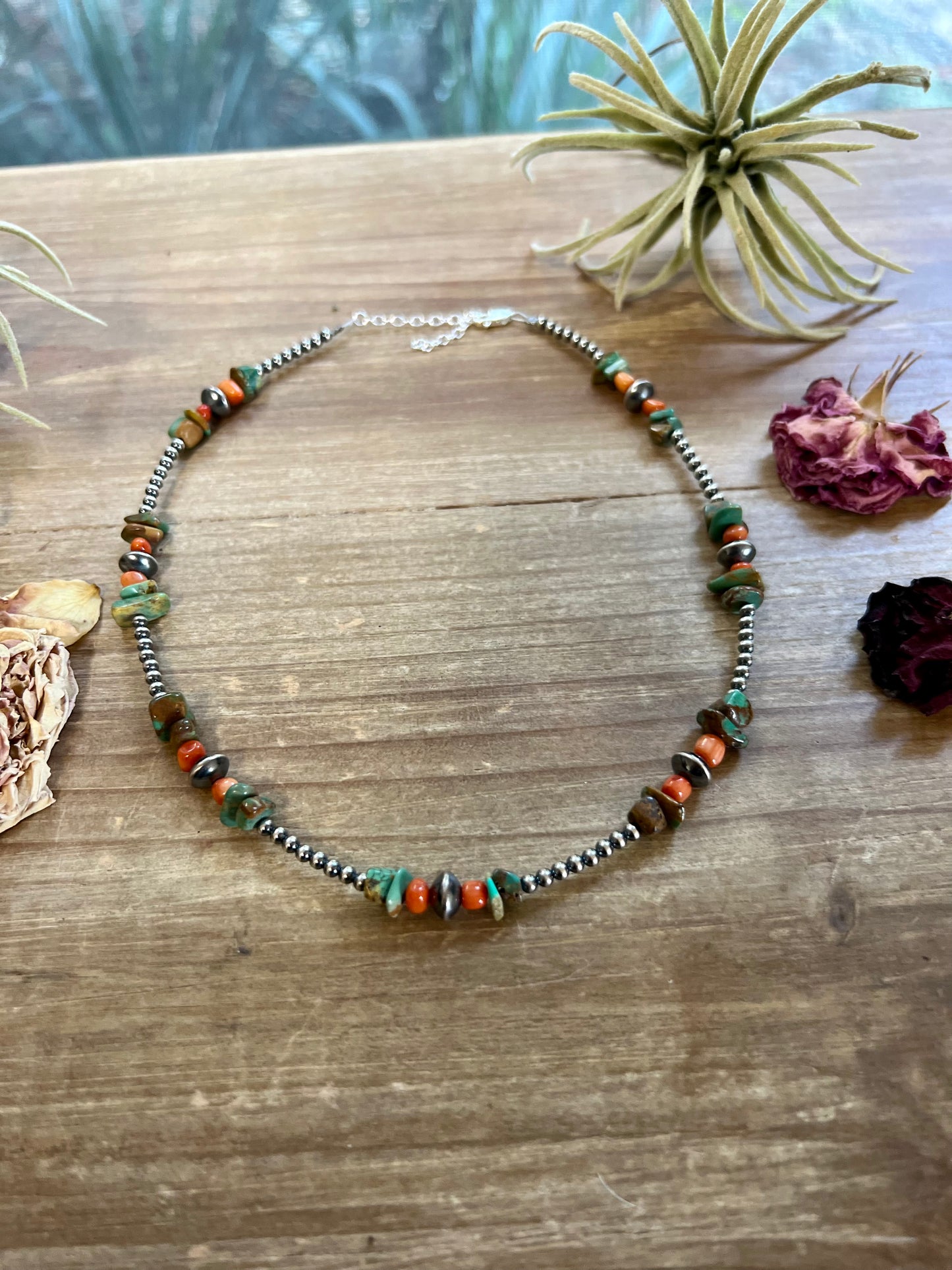 3 mm Navajo choker - real Navajo beads jewelry with turquoise and corral Fall collection