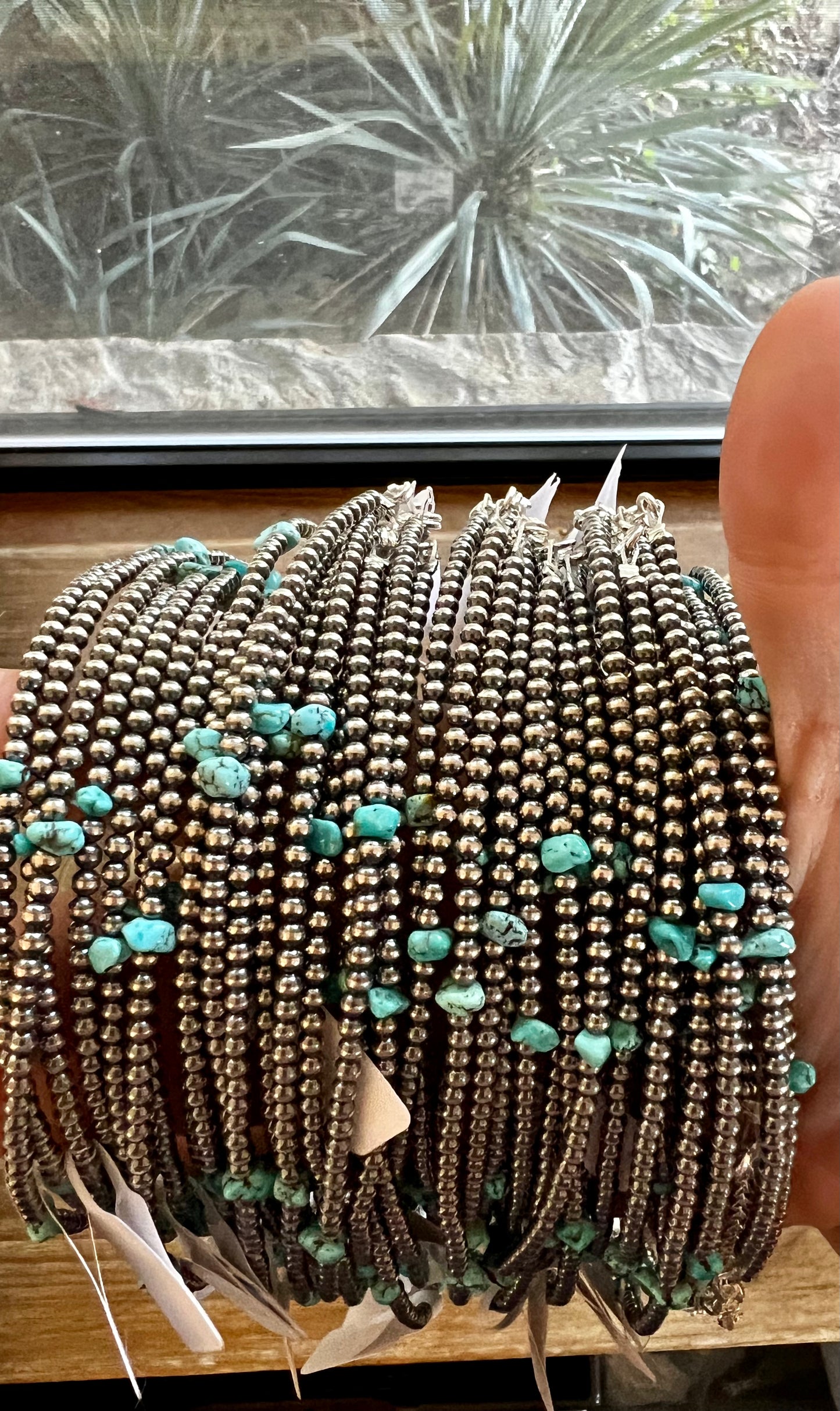 3 mm Navajo choker - blue turquoise nuggets