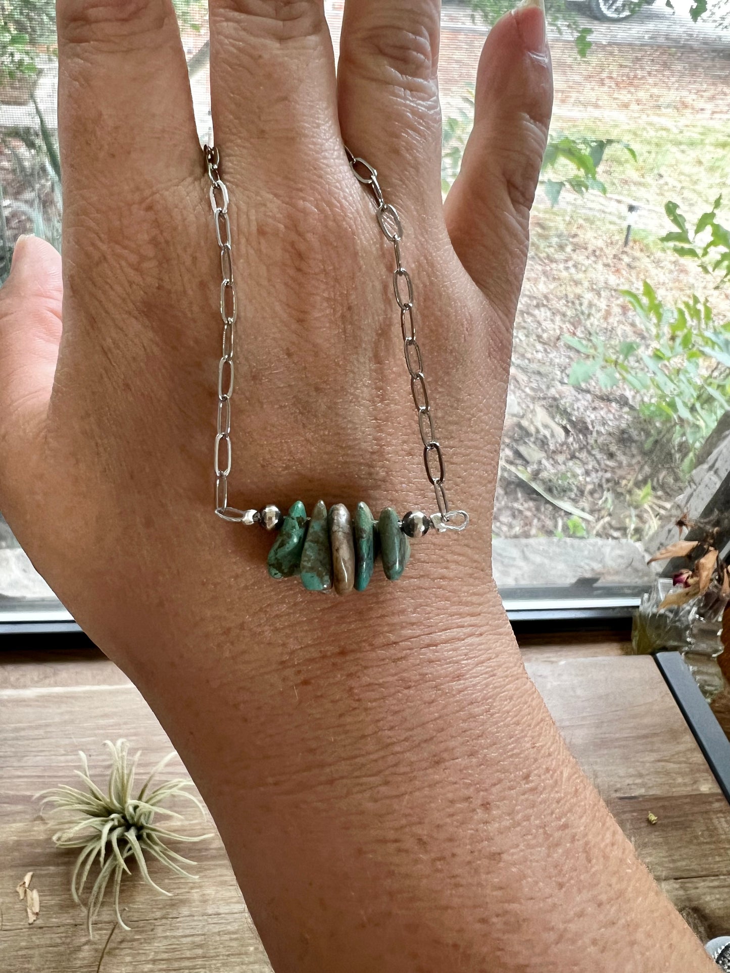 14 inch chain with real turquoise and 4 mm Navajos