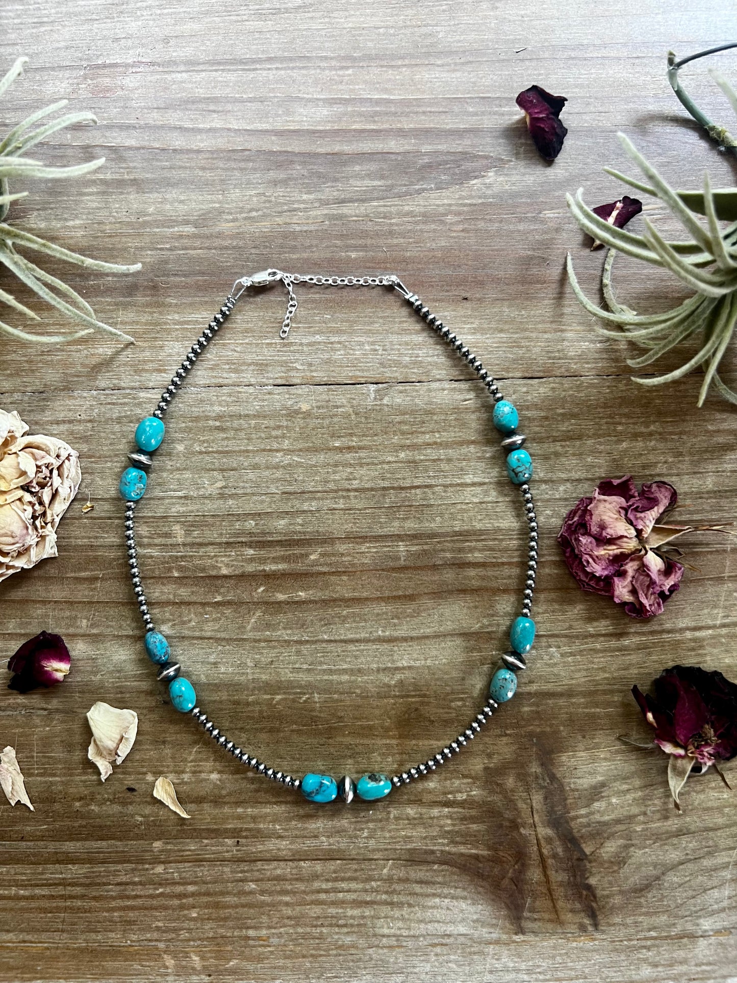 3 mm Navajo choker - real Navajo beads jewelry with BLUE turquoise