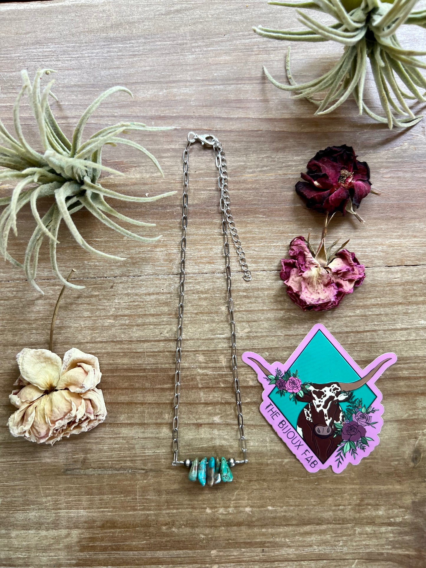 14 inch chain with real turquoise and 4 mm Navajos