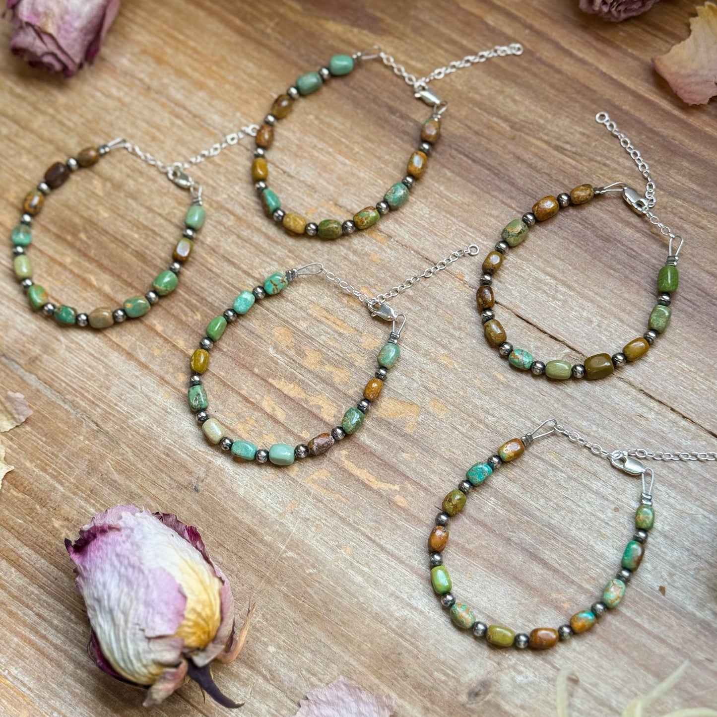 Polish turquoise and Sterling Silver Pearls Bracelet