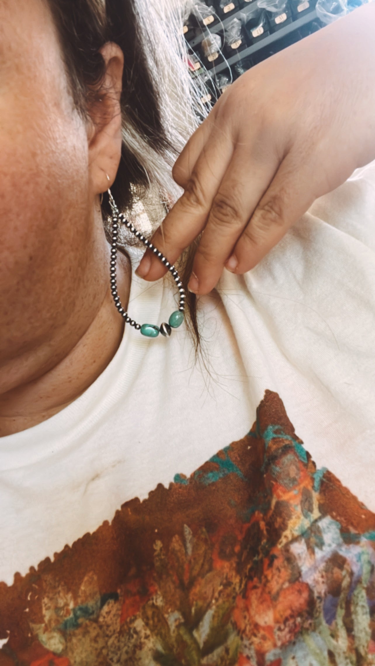 3 mm Navajos earrings teardrop with blue turquoise