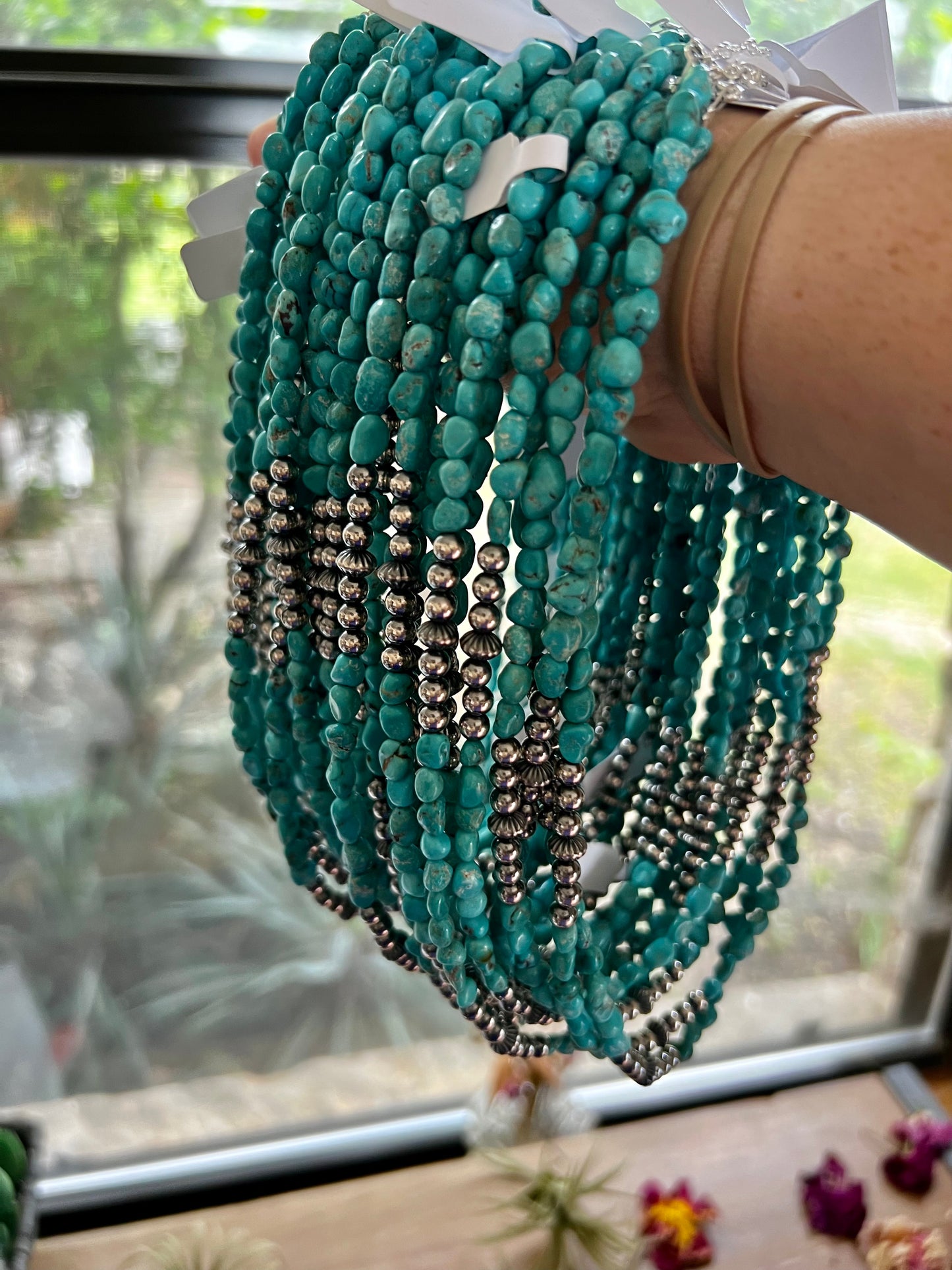 16 inch turquoise necklace and Navajo
