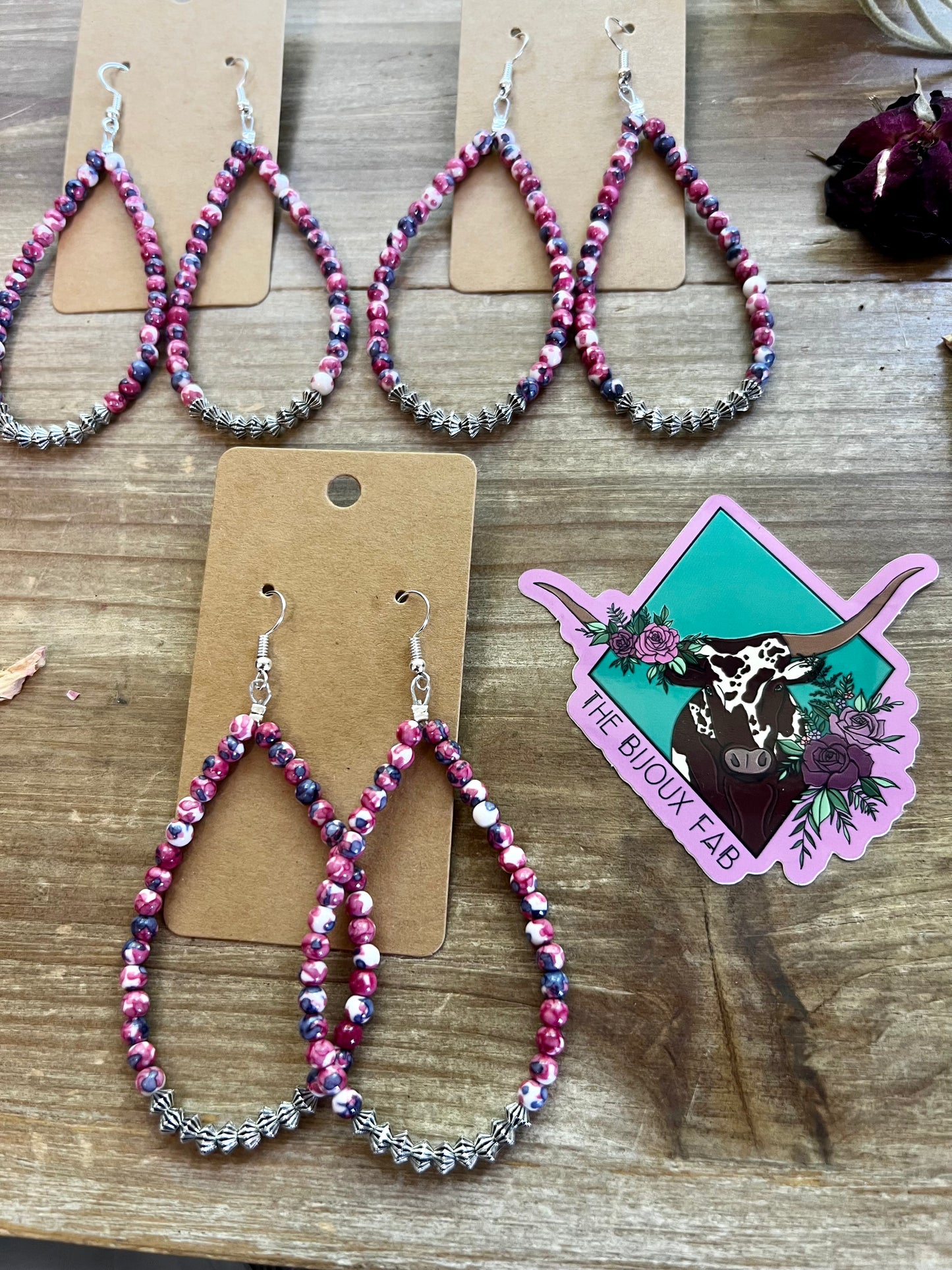 Pink Colorful teardrop earrings