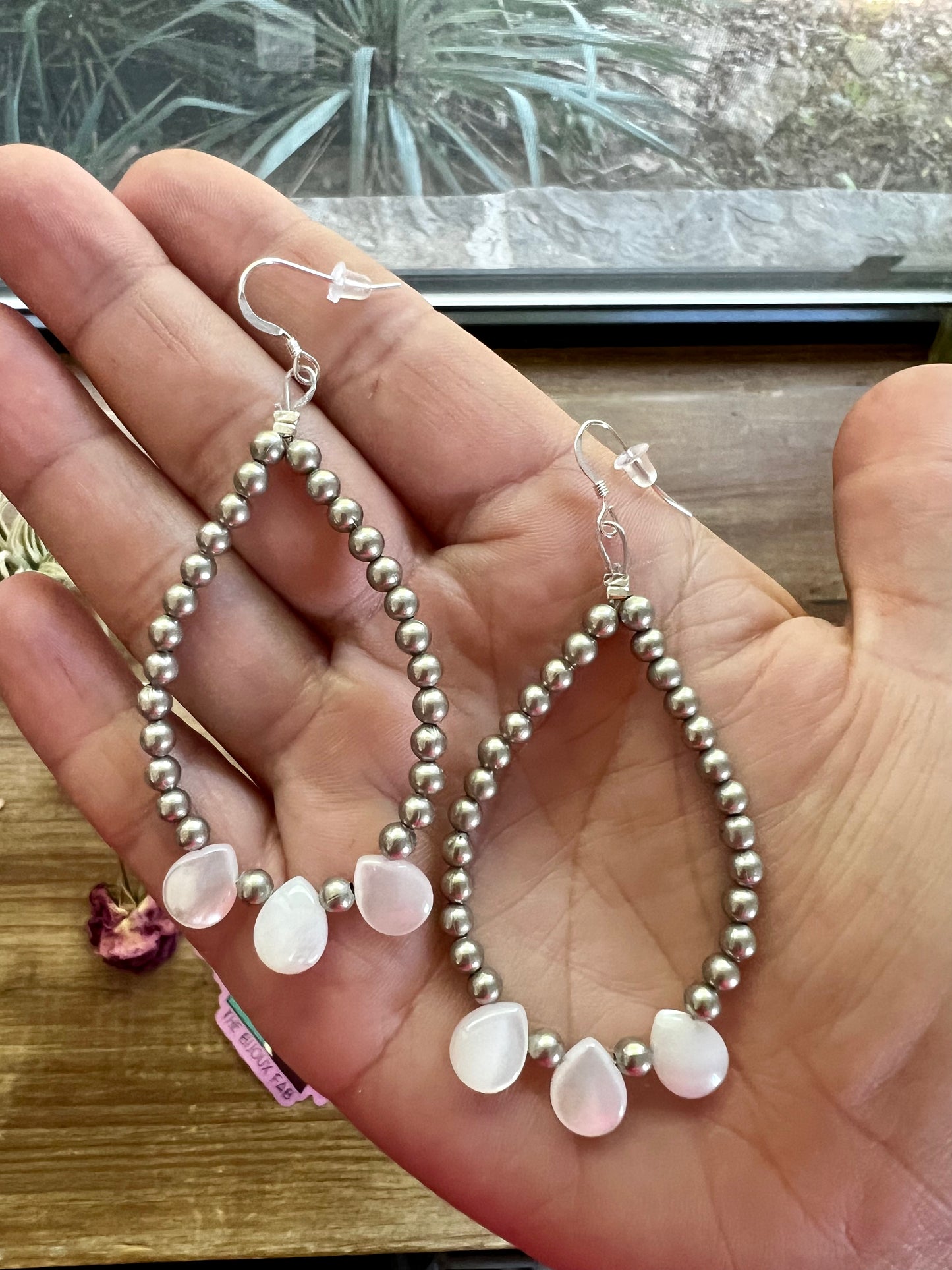White shell teardrop earrings dangle