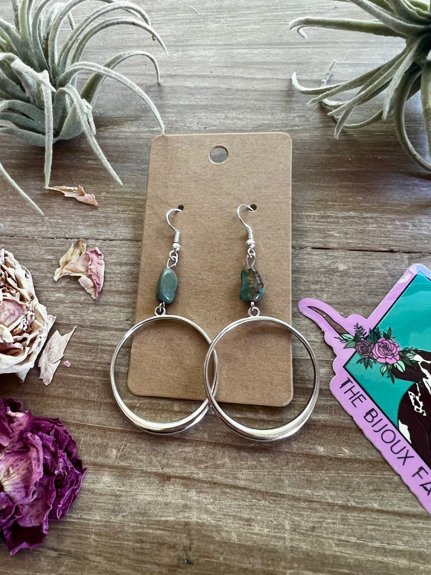 Mini hoop turquoise hoop nuggets turquoise