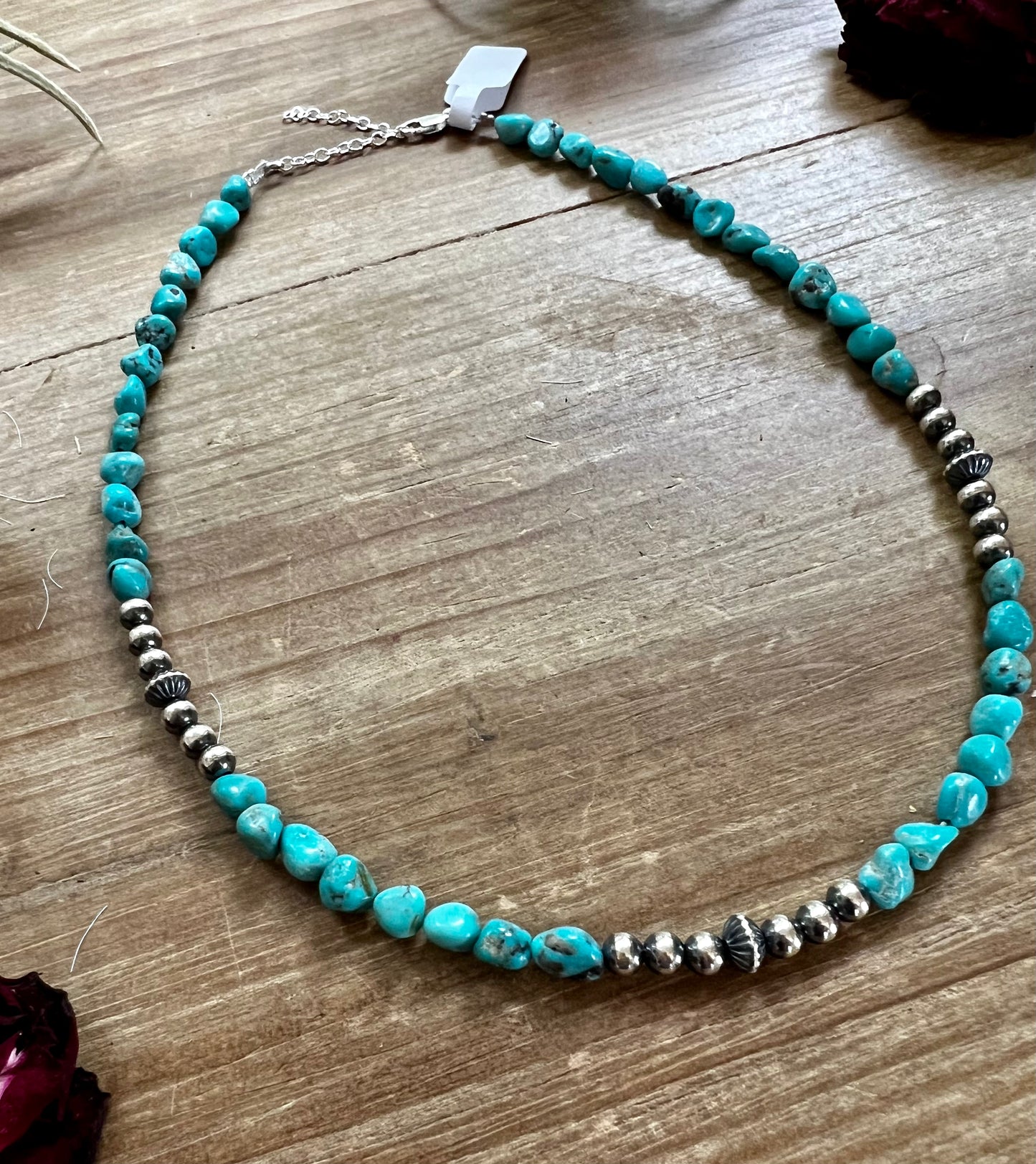 16 inch turquoise necklace and Navajo