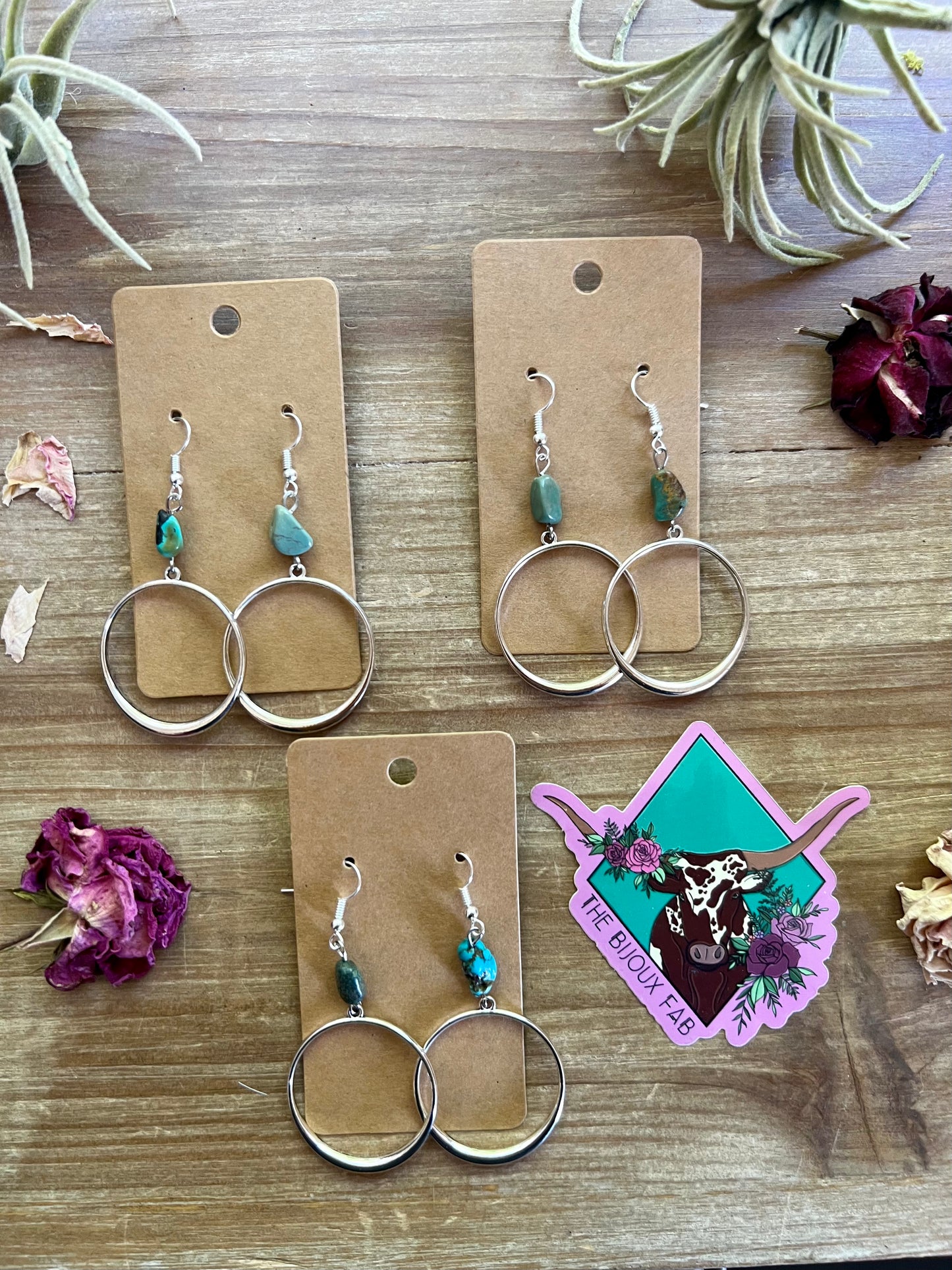Mini hoop turquoise hoop nuggets turquoise