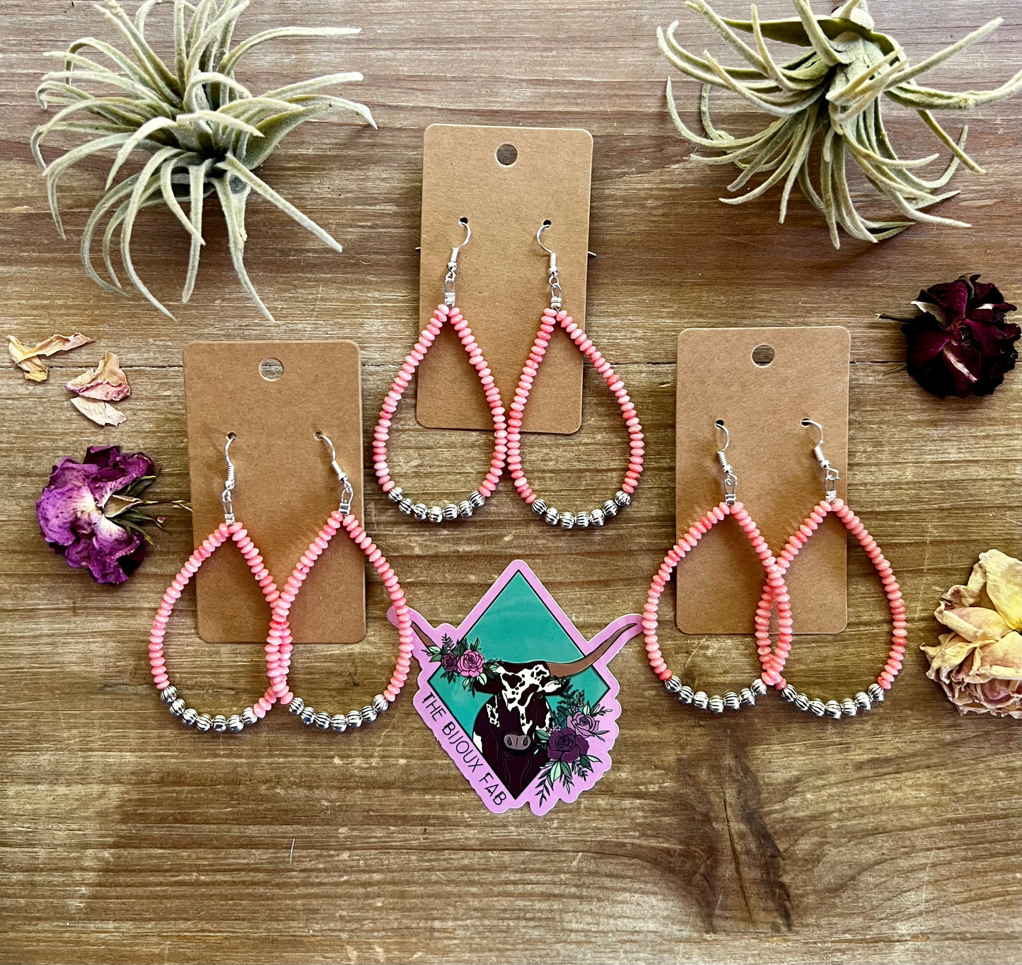 Pink Corral teardrop earrings - summer beauty