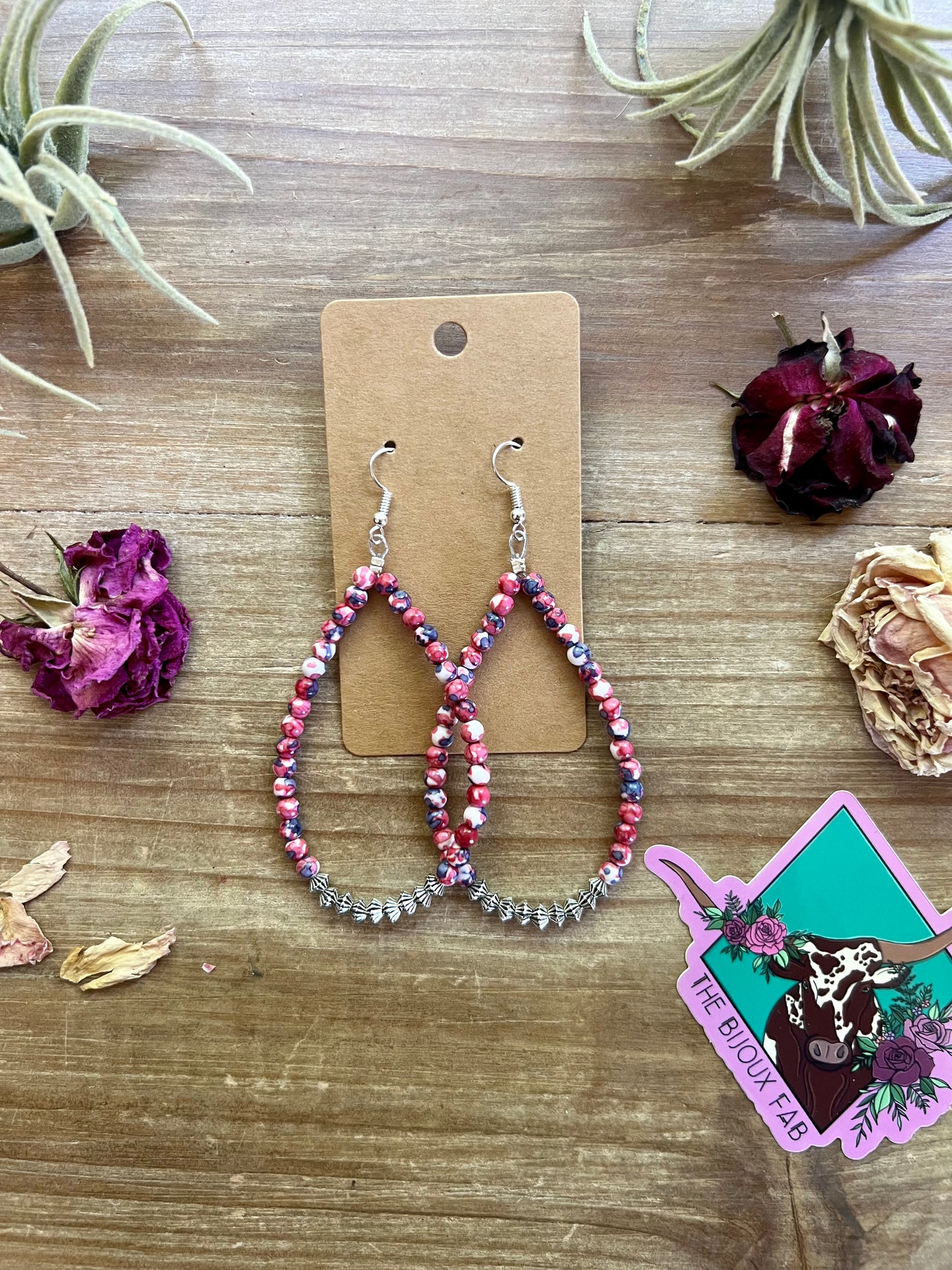 Pink Colorful teardrop earrings