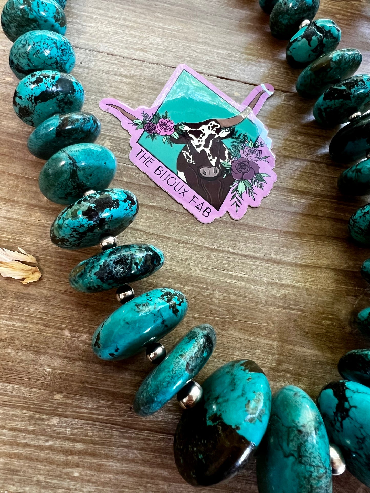 Big turquoise rondelle necklace with Navajos - one of a kind