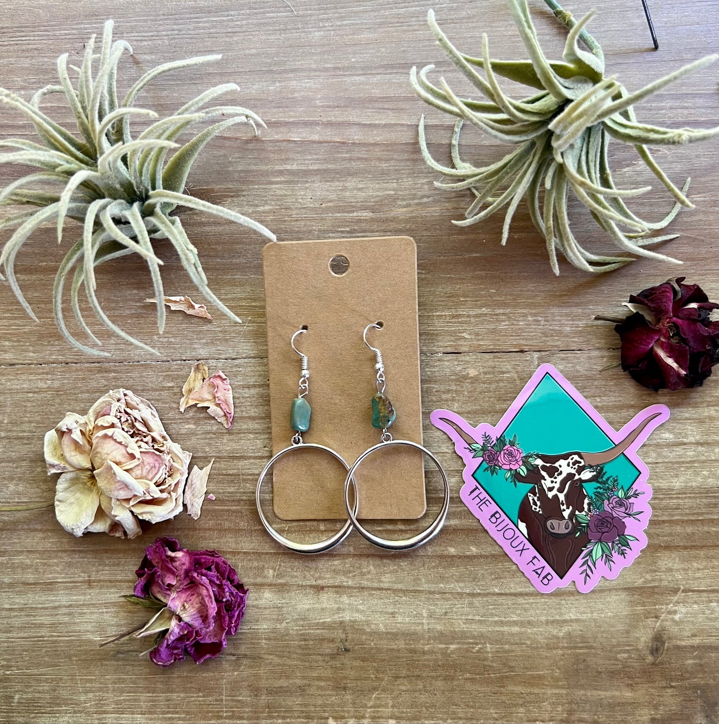 Mini hoop turquoise hoop nuggets turquoise