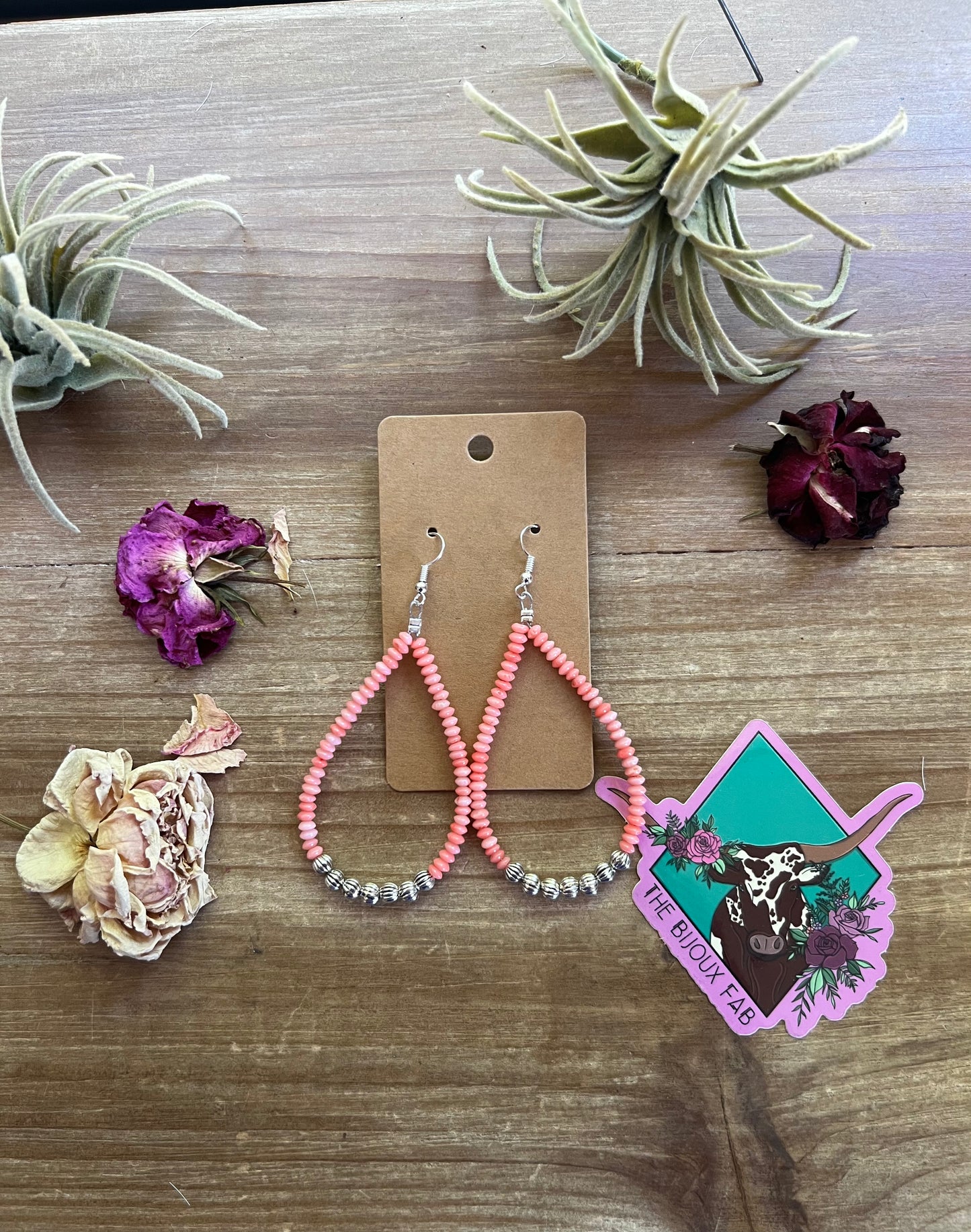 Pink Corral teardrop earrings - summer beauty