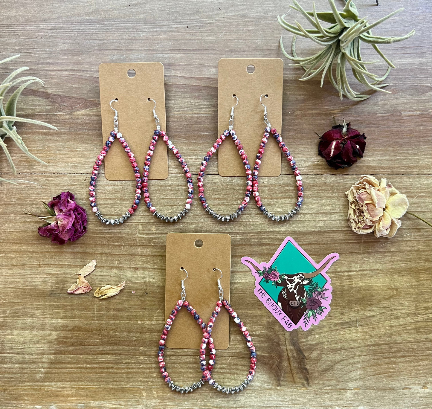 Pink Colorful teardrop earrings