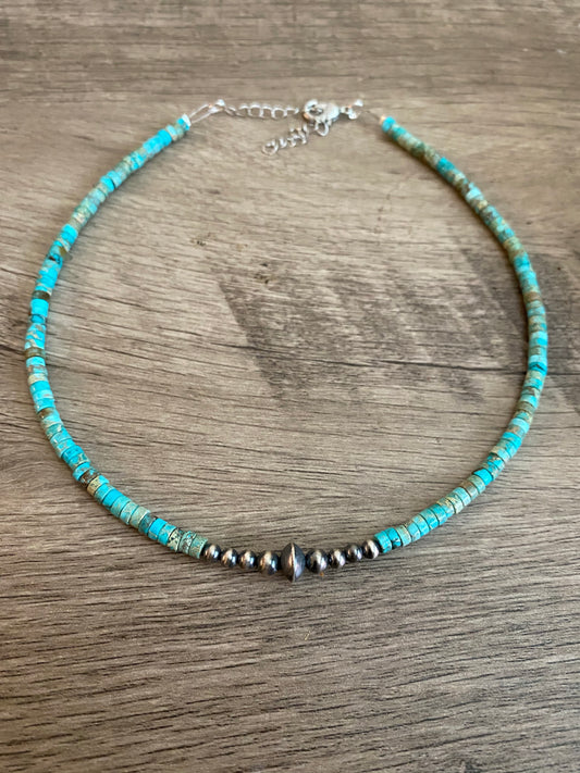 Best Seller Sterling Silver Pearls choker and Turquoise veracity