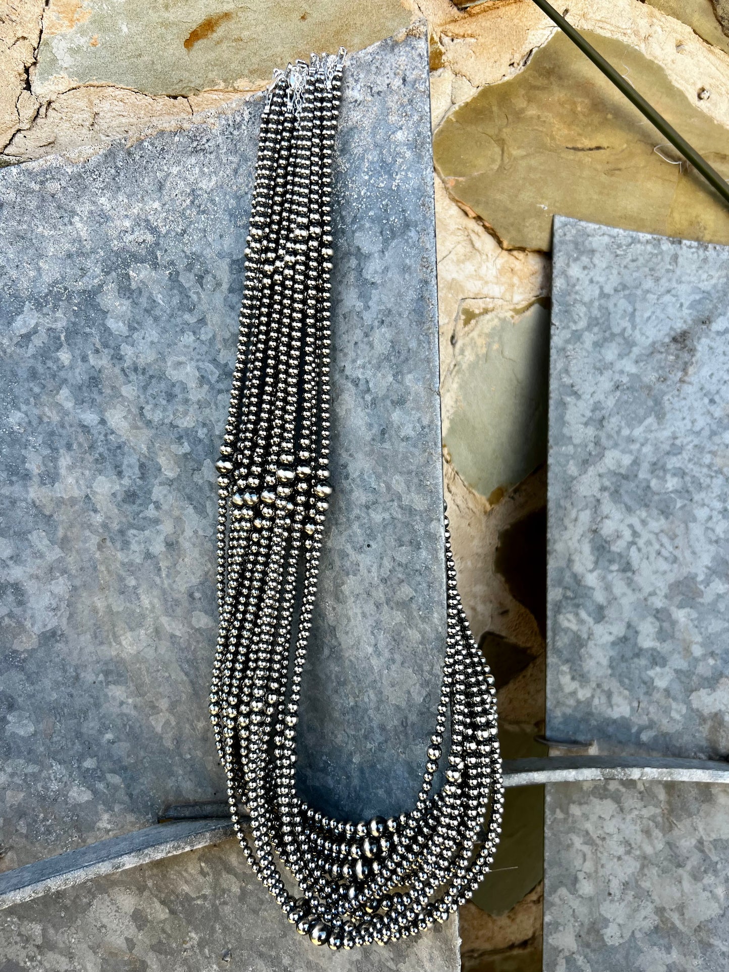 28 inch graduated Sterling Silver Pearls necklace