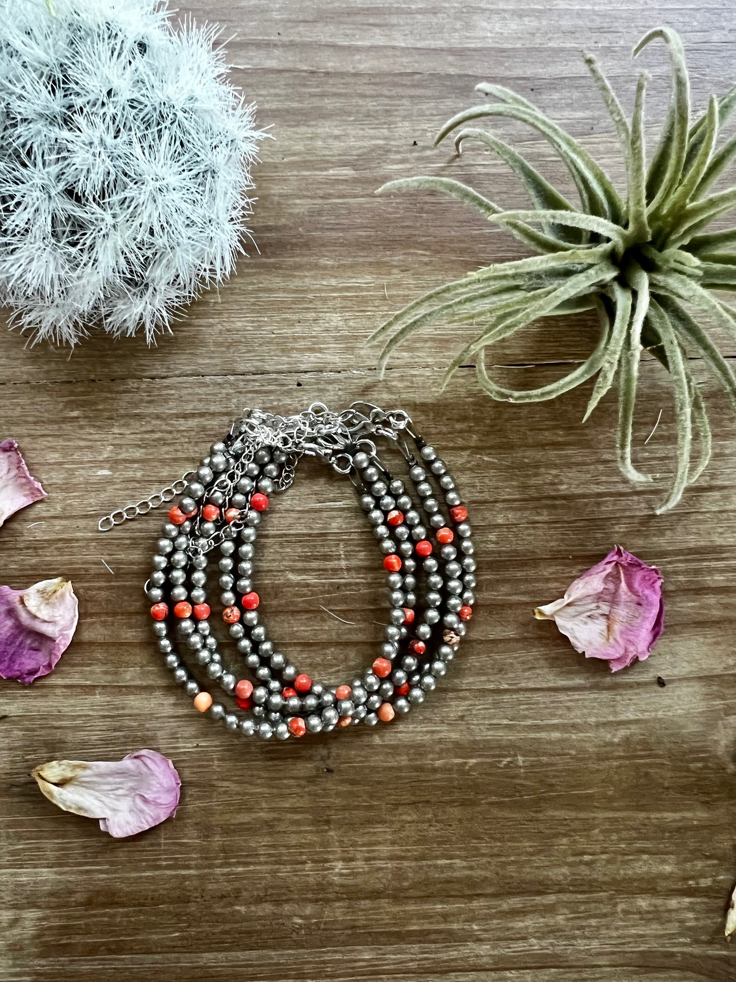 Little bit of orange bracelet - silver plated