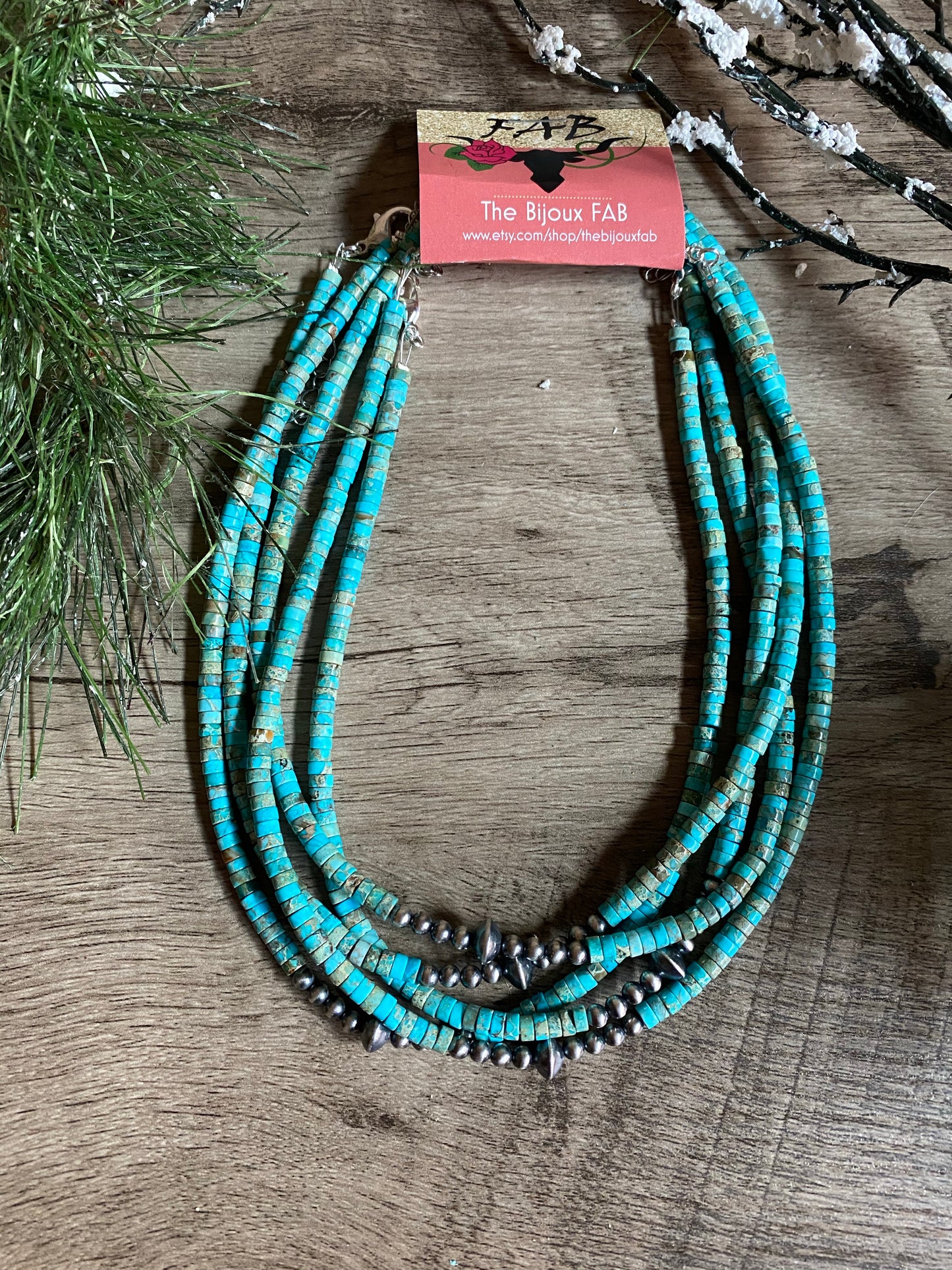 Best Seller Sterling Silver Pearls choker and variscite turquoise