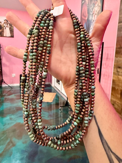 5mm Copper-Plated Brass & Stone Beaded Necklace – Final Sale