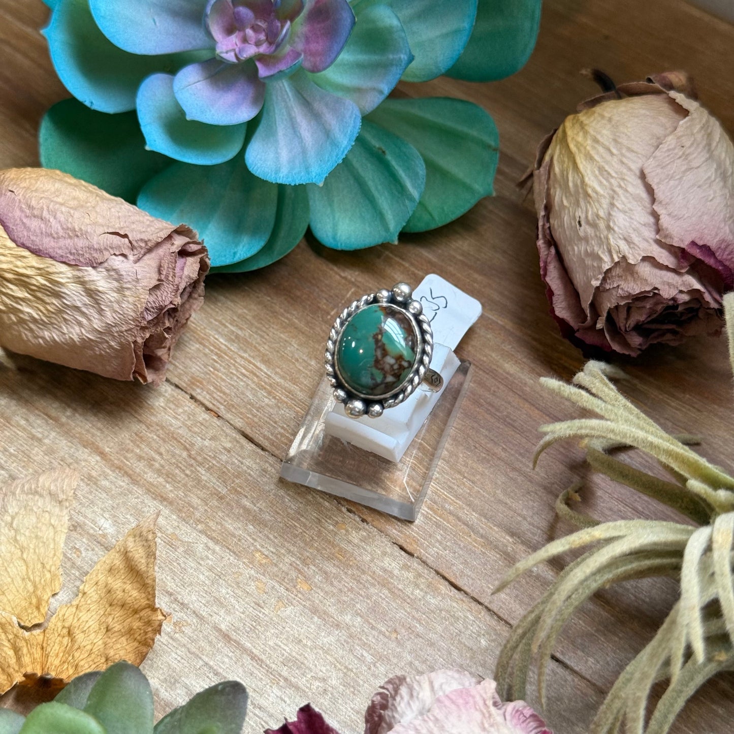 122 - Sterling Silver Royston Turquoise Medicine Man Eye Stamped Stacking Ring by Jason Ogg