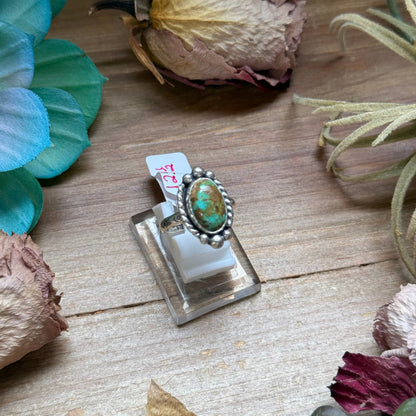 125 - Sterling Silver Royston Turquoise Medicine Man Eye Stamped Stacking Ring by Jason Ogg