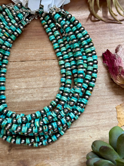 Sterling Silver Pearl & Heishi Choker – 14" + Extender – 6mm