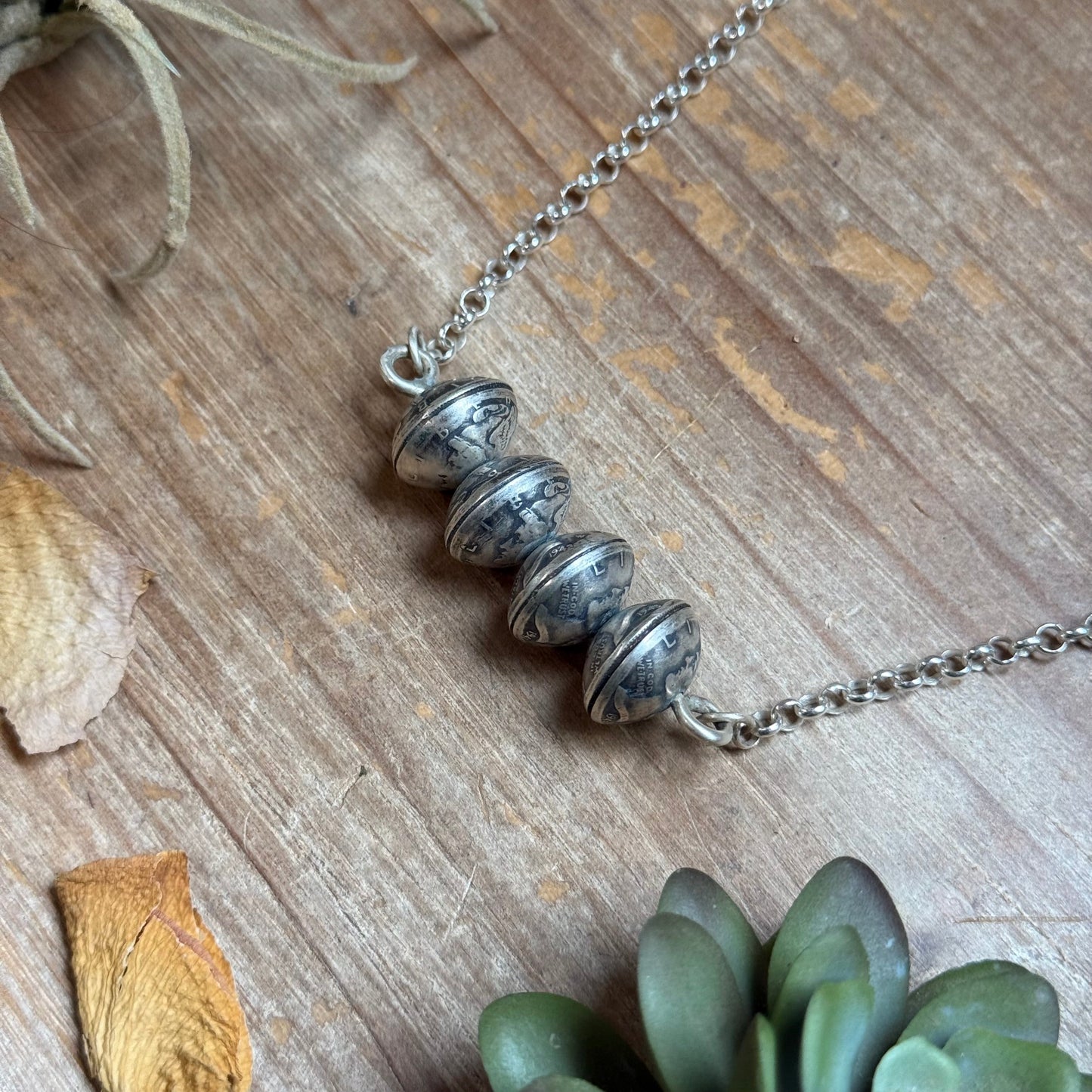 88 - Sterling Silver Mercury Dime Bar Necklace by Jason Ogg