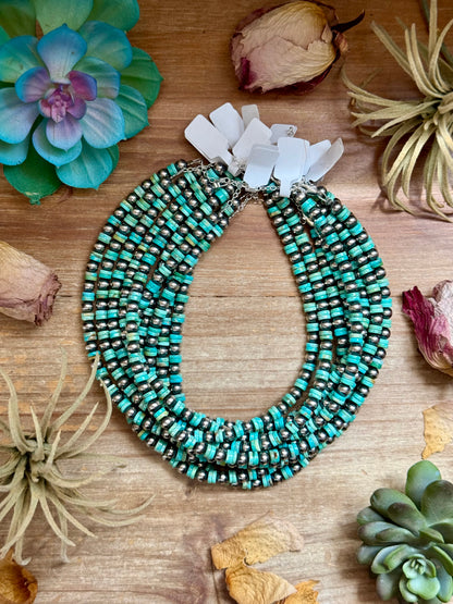 Sterling Silver Pearl & Heishi Choker – 14" + Extender – 6mm