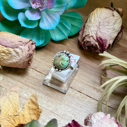 127 - Sterling Silver Firebird Turquoise Medicine Man Eye Stamped Stacking Ring by Jason Ogg
