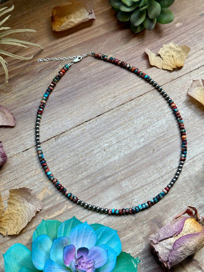 17” Blue & Pink Sea Sediment Necklace – Sterling Silver