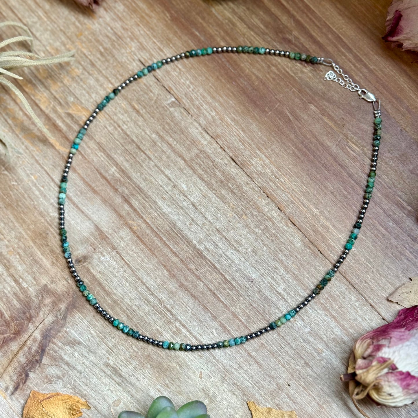 Faceted African Turquoise Necklace – 19"  – 3mm