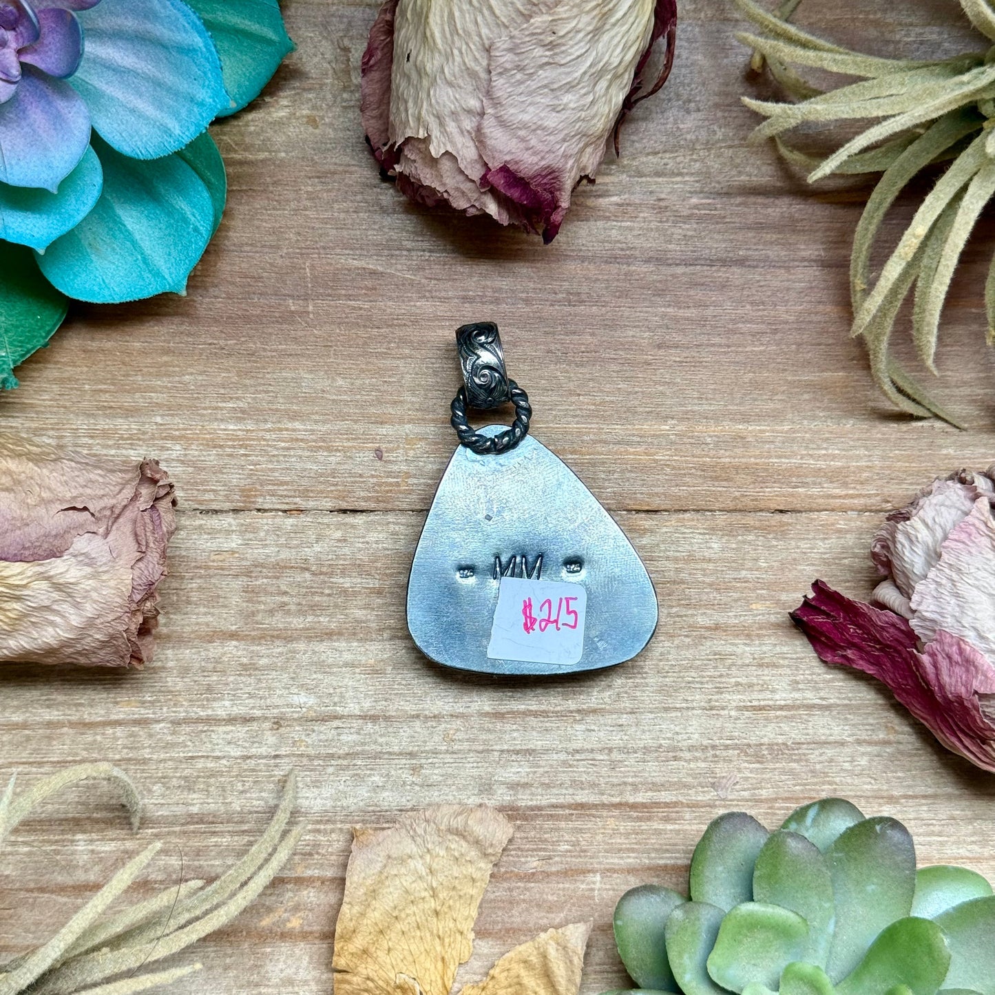 MJ Dark Blue Turquoise Sterling Silver Pendant
