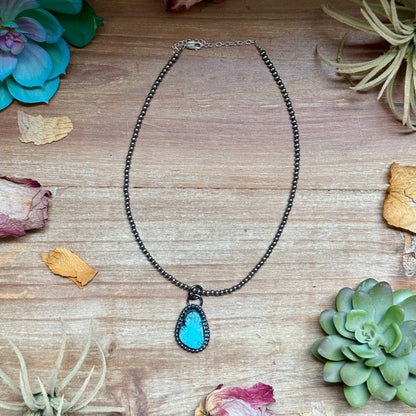 FREE Sterling Silver Necklace + MJ Freeform Bright Blue Turquoise Charm