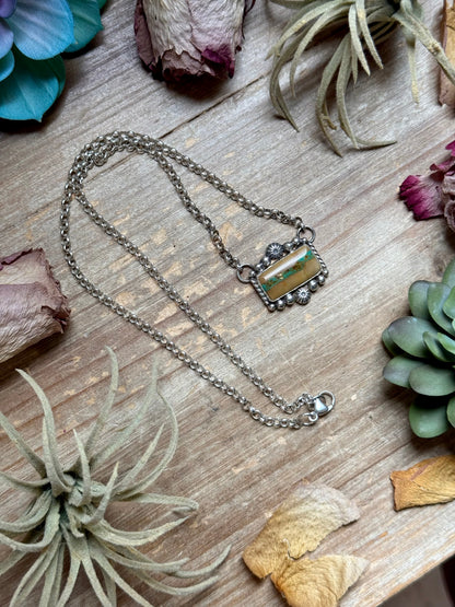100 Ribbon Royston Turquoise Bar Necklace – Sterling Silver