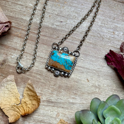 111 - Sterling Silver Easter Blue Turquoise Bar Necklace by Jason Ogg