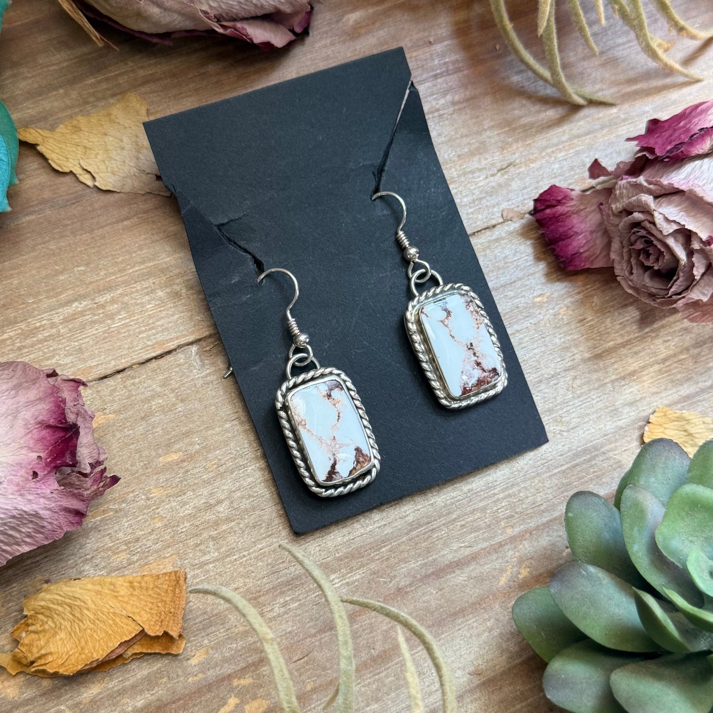 Sterling Silver Wild Horse Jasper Dangle Earrings – Handmade by Artist Jason Ogg